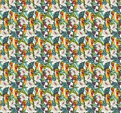 Blackout roller blind birds and flowers pattern