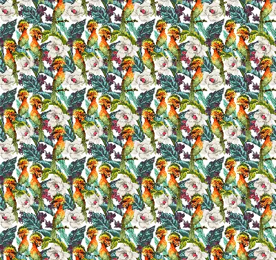 Blackout roller blind birds and flowers pattern