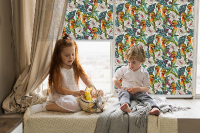 Blackout roller blind for window Birds and flowers