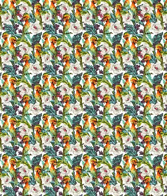 Blackout roller blind birds and flowers pattern