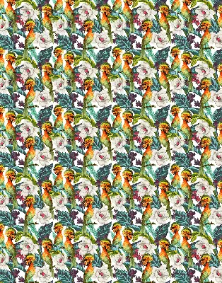 Blackout roller blind birds and flowers pattern