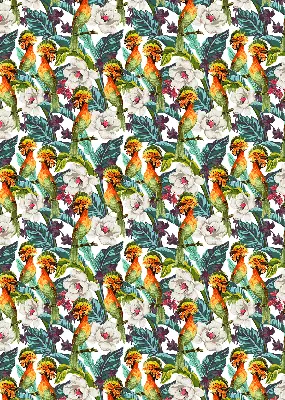 Blackout roller blind birds and flowers pattern