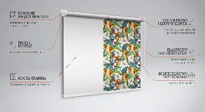 Blackout roller blind birds and flowers pattern