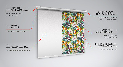 Blackout roller blind for window Birds and flowers