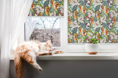 Blackout roller blind for window Birds and flowers