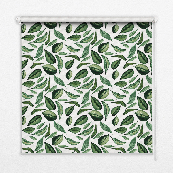 Fabric roller blind for window Leaves falling from trees