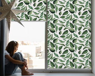 Fabric roller blind for window Leaves falling from trees