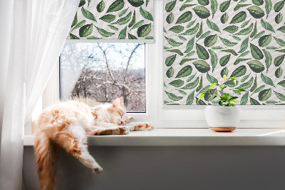 Fabric roller blind for window Leaves falling from trees