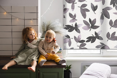Blackout roller blind Dark pink leaves
