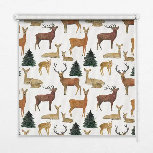 Blackout roller blind deer and roe deer print