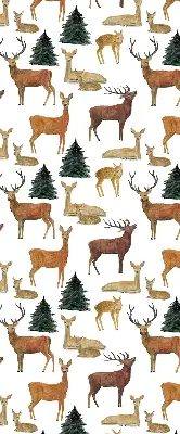 Blackout roller blind deer and roe deer print