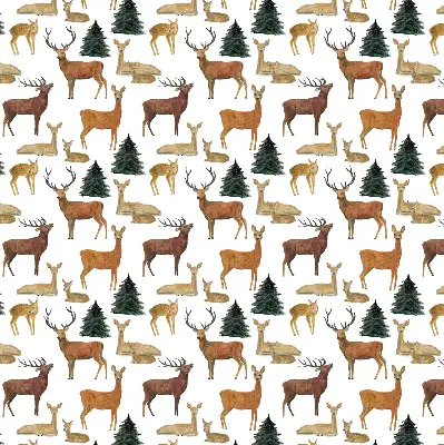 Blackout roller blind deer and roe deer print