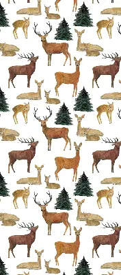 Blackout roller blind deer and roe deer print