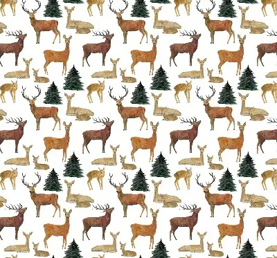 Blackout roller blind deer and roe deer print