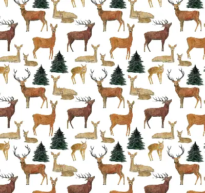 Blackout roller blind deer and roe deer print