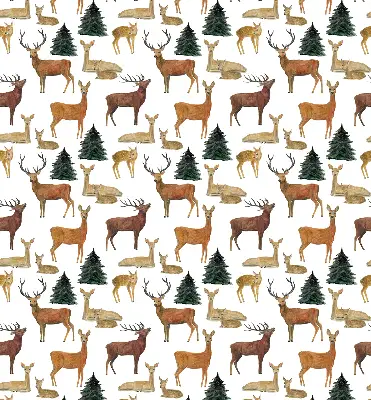 Blackout roller blind deer and roe deer print