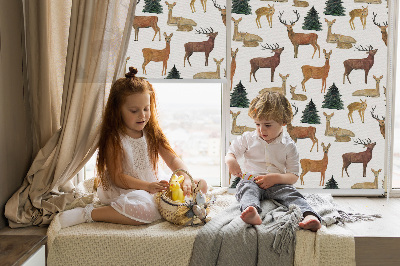 Blackout roller blind for window Deer and roe deer