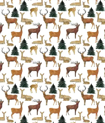 Blackout roller blind deer and roe deer print