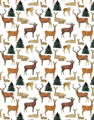Blackout roller blind deer and roe deer print