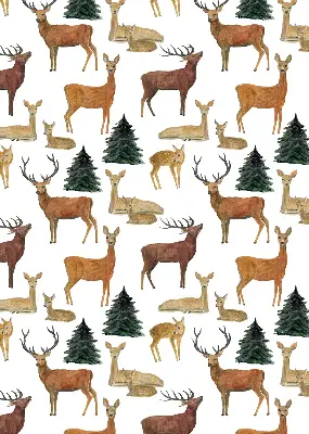 Blackout roller blind deer and roe deer print