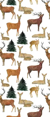 Blackout roller blind deer and roe deer print