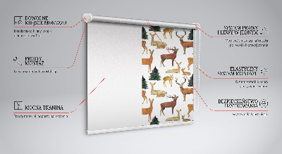 Blackout roller blind for window Deer and roe deer