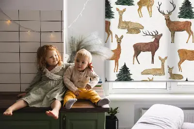 Blackout roller blind deer and roe deer print