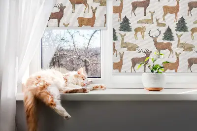 Blackout roller blind deer and roe deer print