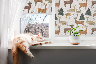 Blackout roller blind for window Deer and roe deer
