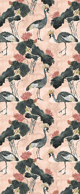 Fabric roller blind for window Heron on a pink background