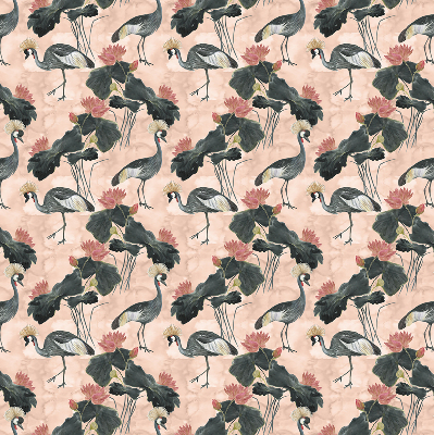 Fabric roller blind for window Heron on a pink background