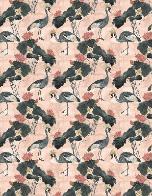 Fabric roller blind for window Heron on a pink background