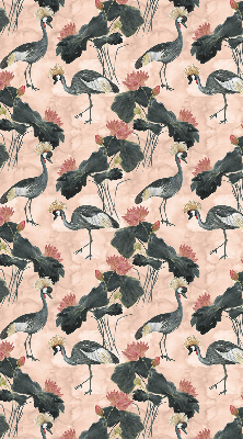 Fabric roller blind for window Heron on a pink background