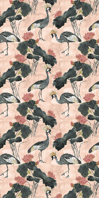 Fabric roller blind for window Heron on a pink background