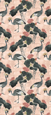 Fabric roller blind for window Heron on a pink background