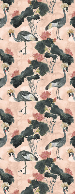 Fabric roller blind for window Heron on a pink background