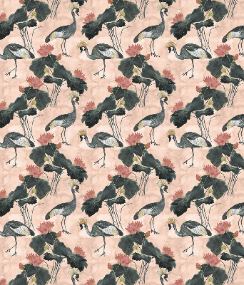 Fabric roller blind for window Heron on a pink background