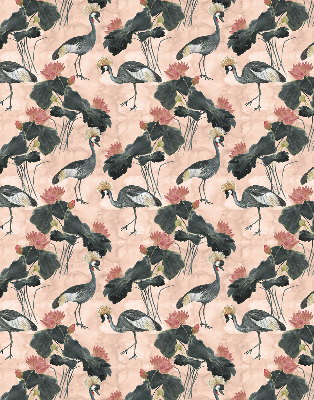 Fabric roller blind for window Heron on a pink background