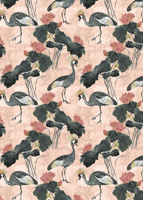 Fabric roller blind for window Heron on a pink background