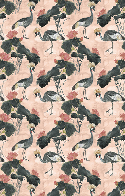 Fabric roller blind for window Heron on a pink background