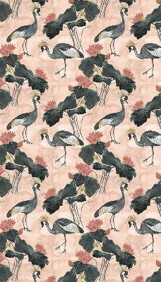 Fabric roller blind for window Heron on a pink background