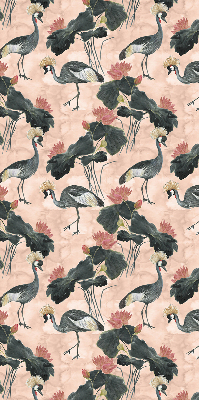 Fabric roller blind for window Heron on a pink background