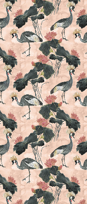 Fabric roller blind for window Heron on a pink background