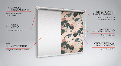 Fabric roller blind for window Heron on a pink background