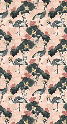 Fabric roller blind for window Heron on a pink background