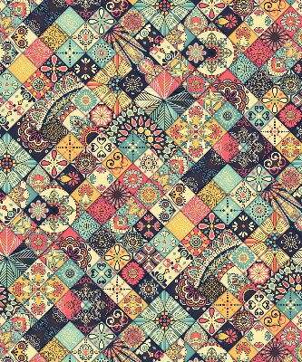 Blackout roller blind Colorful tiles