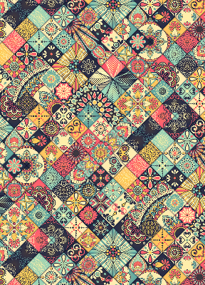 Blackout roller blind Colorful tiles