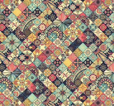 Blackout roller blind colorful tiles pattern