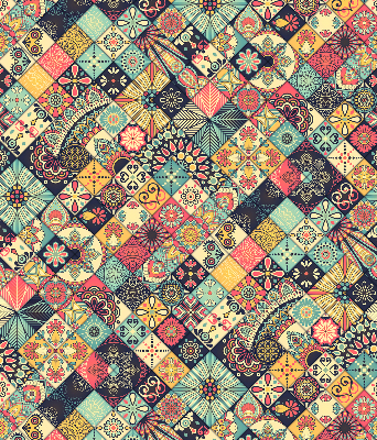 Blackout roller blind Colorful tiles