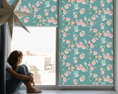 Blackout roller blind for window birds among the branches design